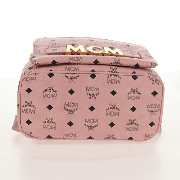 MCM Vicetos Logogram Backpack PVC Leather Pink Gold Auth yk19517A
