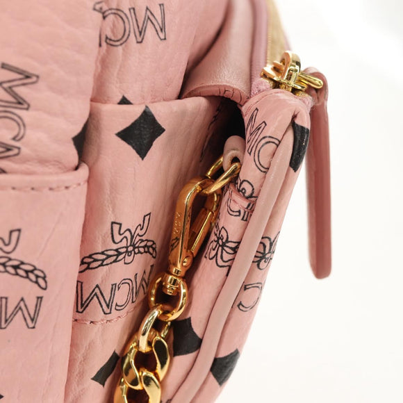 MCM Vicetos Logogram Backpack PVC Leather Pink Gold Auth yk19517A