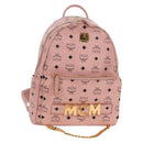 MCM Vicetos Logogram Backpack PVC Leather Pink Gold Auth yk19517A-1
