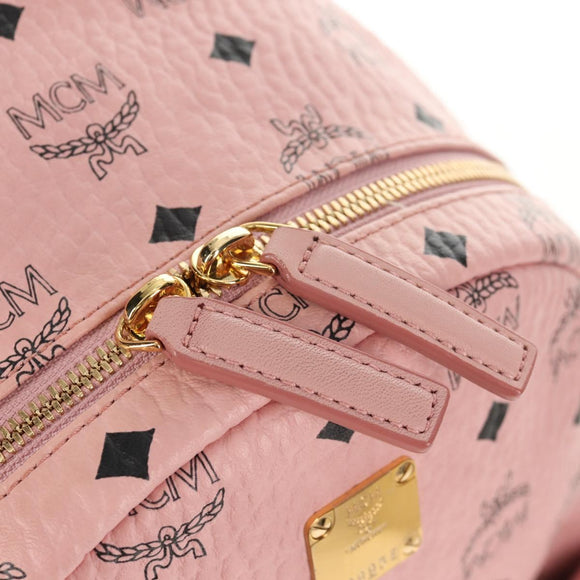 MCM Vicetos Logogram Backpack PVC Leather Pink Gold Auth yk19517A