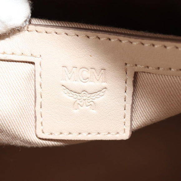 MCM Vicetos Logogram Backpack PVC Leather Pink Gold Auth yk19517A
