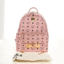 MCM Vicetos Logogram Backpack PVC Leather Pink Gold Auth yk19517A-32