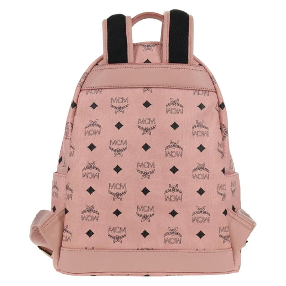 MCM Vicetos Logogram Backpack PVC Leather Pink Gold Auth yk19517A