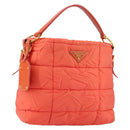 PRADA Shoulder Bag Nylon Orange Gold Auth yk19518-1