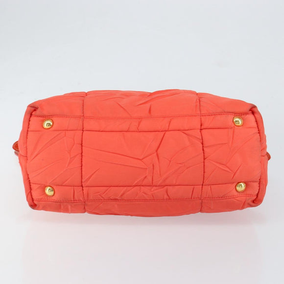 PRADA Shoulder Bag Nylon Orange Gold Auth yk19518