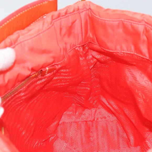 PRADA Shoulder Bag Nylon Orange Gold Auth yk19518