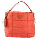 PRADA Shoulder Bag Nylon Orange Gold Auth yk19518-2