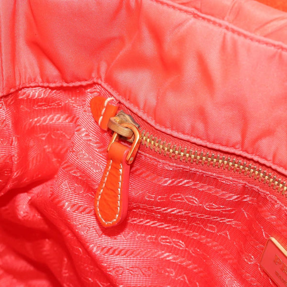 PRADA Shoulder Bag Nylon Orange Gold Auth yk19518