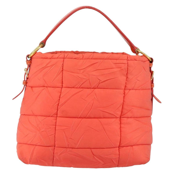 PRADA Shoulder Bag Nylon Orange Gold Auth yk19518