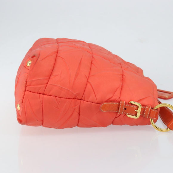 PRADA Shoulder Bag Nylon Orange Gold Auth yk19518