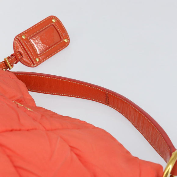 PRADA Shoulder Bag Nylon Orange Gold Auth yk19518