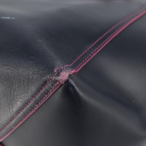 LOEWE Anagram Tote Bag Leather Navy Gold Auth yk19519