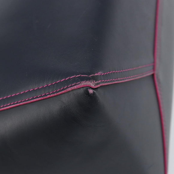 LOEWE Anagram Tote Bag Leather Navy Gold Auth yk19519