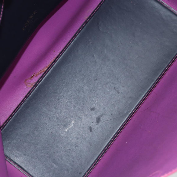 LOEWE Anagram Tote Bag Leather Navy Gold Auth yk19519