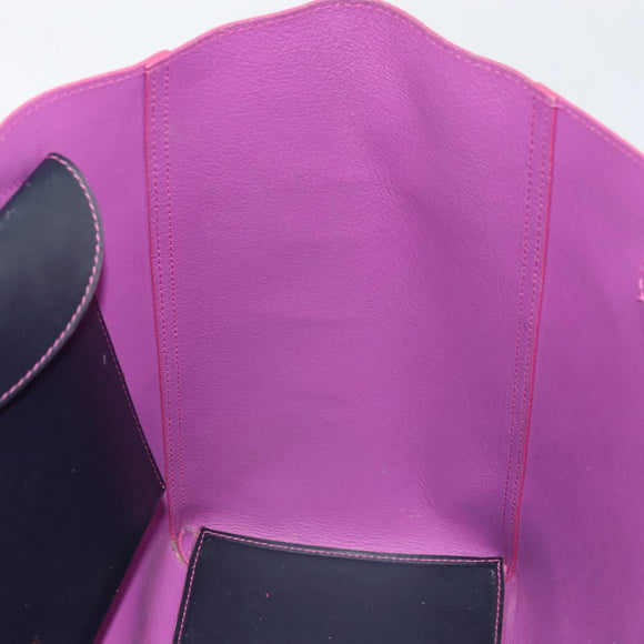 LOEWE Anagram Tote Bag Leather Navy Gold Auth yk19519