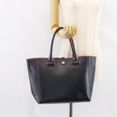 LOEWE Anagram Tote Bag Leather Navy Gold Auth yk19519-21