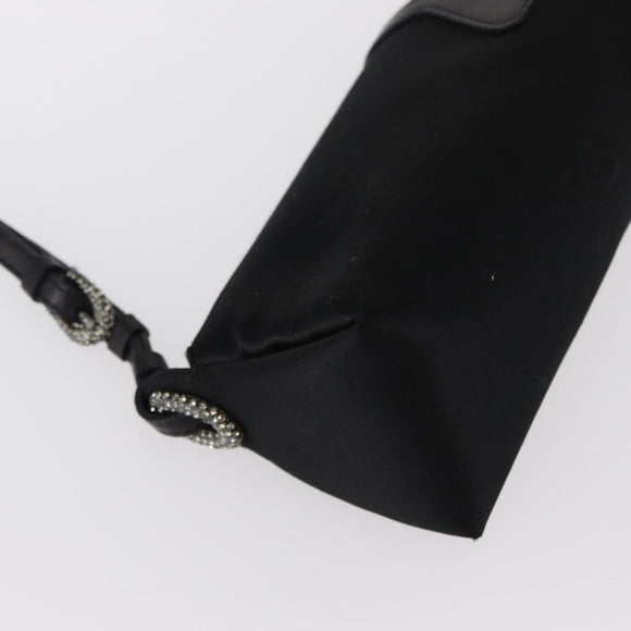 Jimmy Choo Turita Chain Shoulder Bag Satin Black Silver Auth yk19524