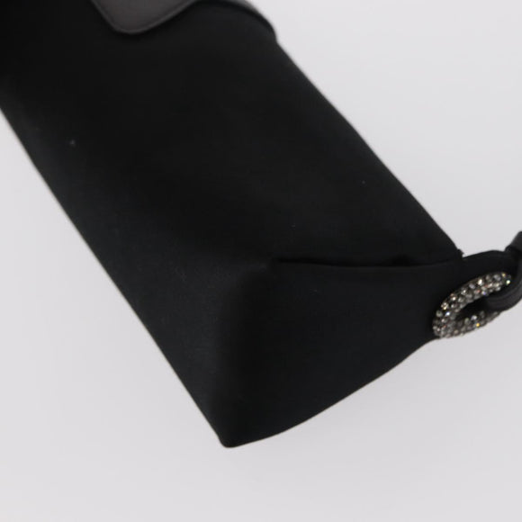 Jimmy Choo Turita Chain Shoulder Bag Satin Black Silver Auth yk19524