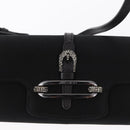 Jimmy Choo Turita Chain Shoulder Bag Satin Black Silver Auth yk19524-17