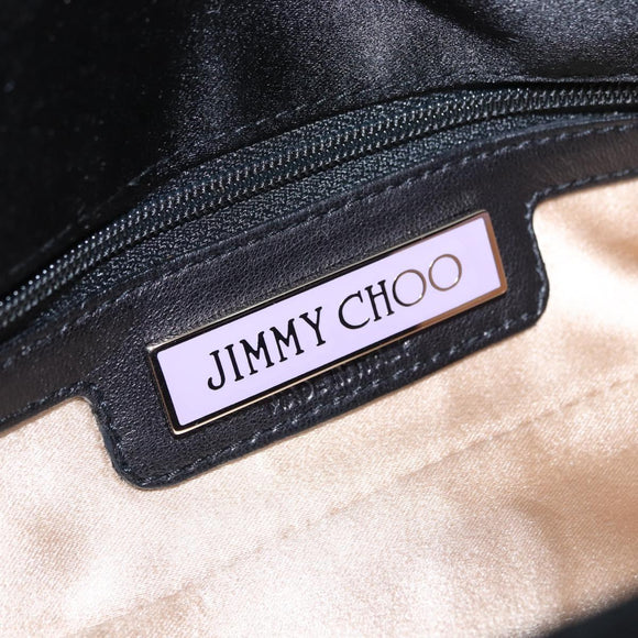 Jimmy Choo Turita Chain Shoulder Bag Satin Black Silver Auth yk19524