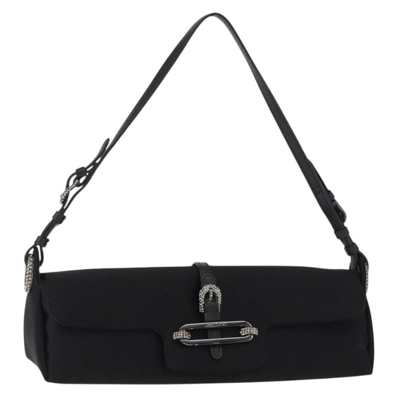Jimmy Choo Turita Chain Shoulder Bag Satin Black Silver Auth yk19524