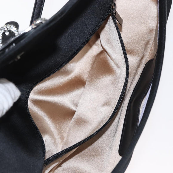 Jimmy Choo Turita Chain Shoulder Bag Satin Black Silver Auth yk19524