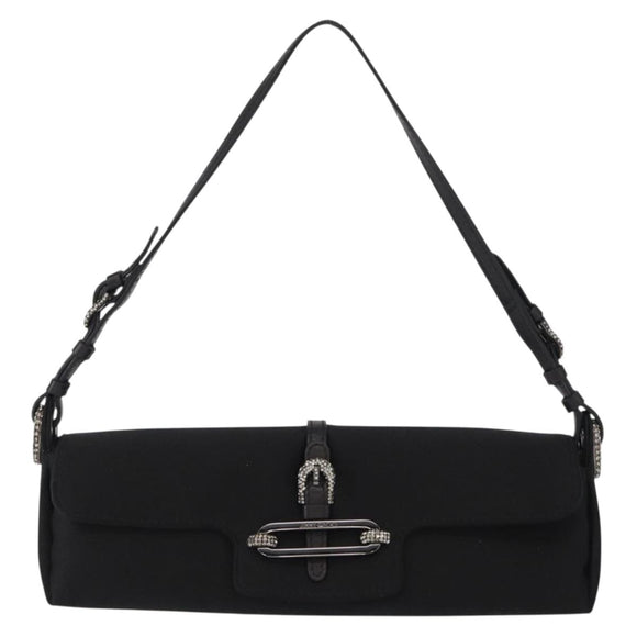 Jimmy Choo Turita Chain Shoulder Bag Satin Black Silver Auth yk19524
