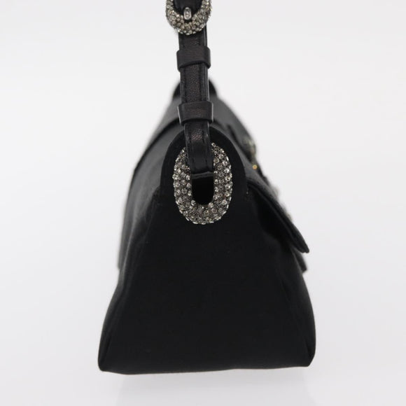 Jimmy Choo Turita Chain Shoulder Bag Satin Black Silver Auth yk19524