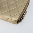 CHANEL 2.55 Matelasse Long Wallet Lamb Skin Gold CC Auth yk19525-15
