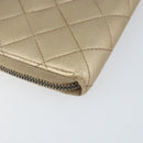 CHANEL 2.55 Matelasse Long Wallet Lamb Skin Gold CC Auth yk19525-16