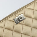 CHANEL 2.55 Matelasse Long Wallet Lamb Skin Gold CC Auth yk19525-17
