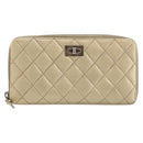 CHANEL 2.55 Matelasse Long Wallet Lamb Skin Gold CC Auth yk19525-13