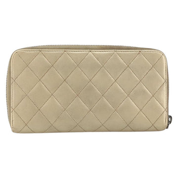 CHANEL 2.55 Matelasse Long Wallet Lamb Skin Gold CC Auth yk19525 - 0