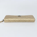 CHANEL 2.55 Matelasse Long Wallet Lamb Skin Gold CC Auth yk19525-6