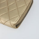 CHANEL 2.55 Matelasse Long Wallet Lamb Skin Gold CC Auth yk19525-7