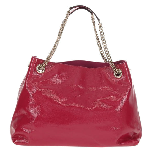 GUCCI Chain Soho Shoulder Bag Patent leather Pink Gold 308982 Auth yk19530V