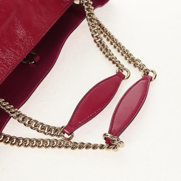GUCCI Chain Soho Shoulder Bag Patent leather Pink Gold 308982 Auth yk19530V
