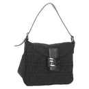 FENDI Zucca Canvas Mamma Baguette Shoulder Bag Black Silver Auth yk19531V-1