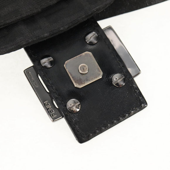 FENDI Zucca Canvas Mamma Baguette Shoulder Bag Black Silver Auth yk19531V