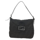 FENDI Zucca Canvas Mamma Baguette Shoulder Bag Black Silver Auth yk19531V-2