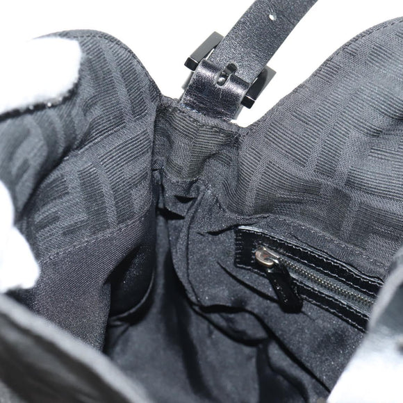 FENDI Zucca Canvas Mamma Baguette Shoulder Bag Black Silver Auth yk19531V