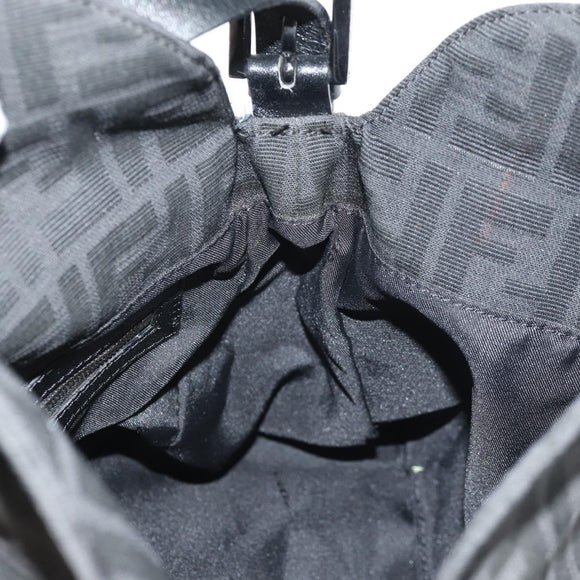 FENDI Zucca Canvas Mamma Baguette Shoulder Bag Black Silver Auth yk19531V