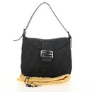 FENDI Zucca Canvas Mamma Baguette Shoulder Bag Black Silver Auth yk19531V-26