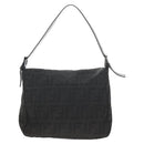 FENDI Zucca Canvas Mamma Baguette Shoulder Bag Black Silver Auth yk19531V-3
