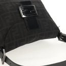 FENDI Zucca Canvas Mamma Baguette Shoulder Bag Black Silver Auth yk19531V-6