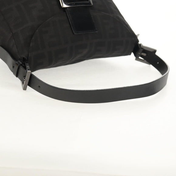 FENDI Zucca Canvas Mamma Baguette Shoulder Bag Black Silver Auth yk19531V