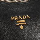 PRADA Hand Bag Leather 2way Black Gold Auth yk19532V-22