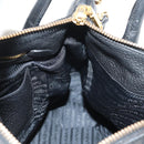 PRADA Hand Bag Leather 2way Black Gold Auth yk19532V-26