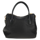 PRADA Hand Bag Leather 2way Black Gold Auth yk19532V-2