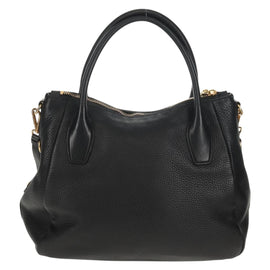 PRADA Hand Bag Leather 2way Black Gold Auth yk19532V - 0